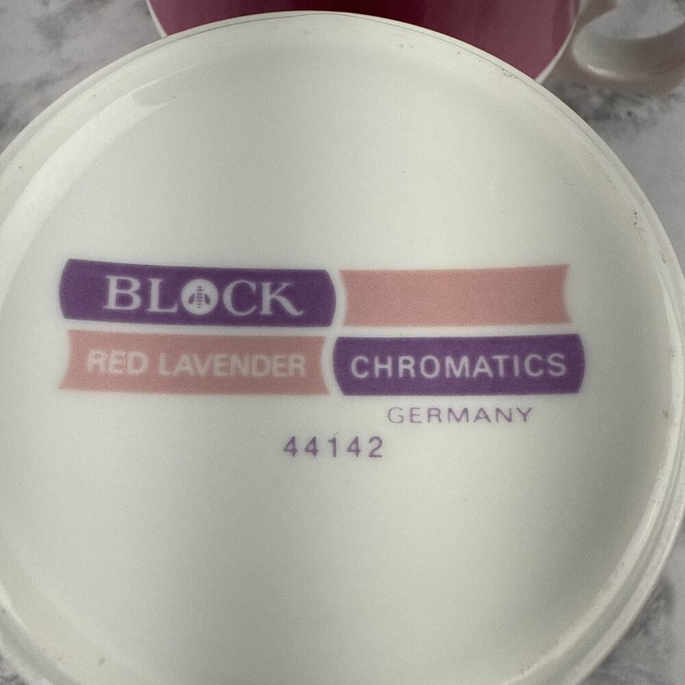 Vintage Block Chromatics Red Lavender Set of 2 Tea Coffee Cups Germany - Picture 9 of 10